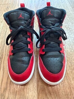 Jordan Kids Red and Black High-Top Sneakers